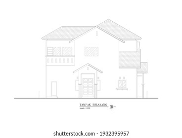 rear view image, AutoCAD, vector.