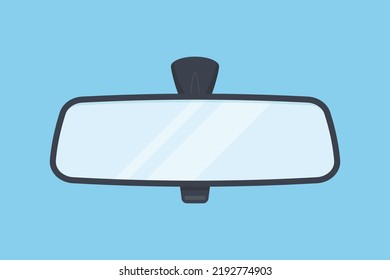 Rear view inside car mirror vector flat illustration