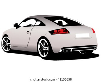 Rear view of luxury coupe - vector illustration