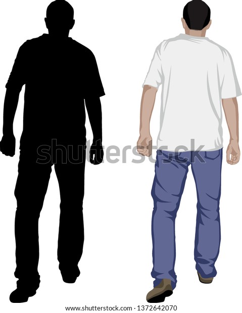 男性が歩き去る背景 ベクターイラスト のベクター画像素材 ロイヤリティフリー
