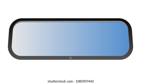The rear view mirror of the car. Transport detail vector illustration. Safe movement.
