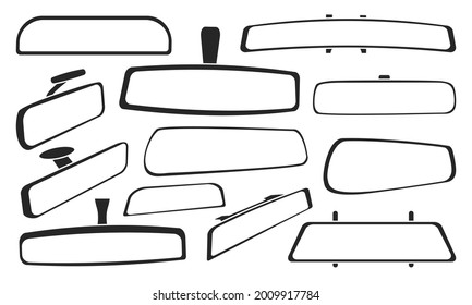 Rear view mirrors isolated black set icon. Vector black set icon rearview . Vector illustration rear view mirrors on white background.