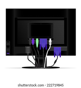 Rear view monitor vector image with connected wires
