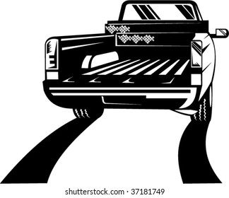 Rear view of a pick up truck