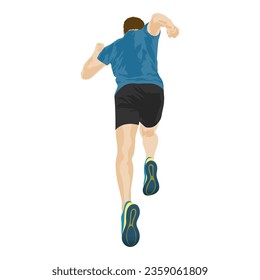 Rear view of running man isolated on white background illustration vector.