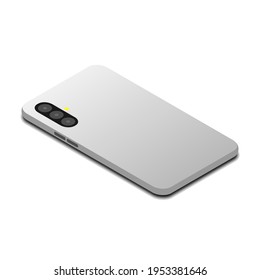 vista posterior del smartphone con vista isométrica aislada en ilustración vectorial de fondo blanco