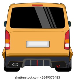 Rear View of Yellow  Van Car Illustration
