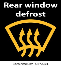 Rear window car defrost button symbol - yellow version.Icon vector illustration. 