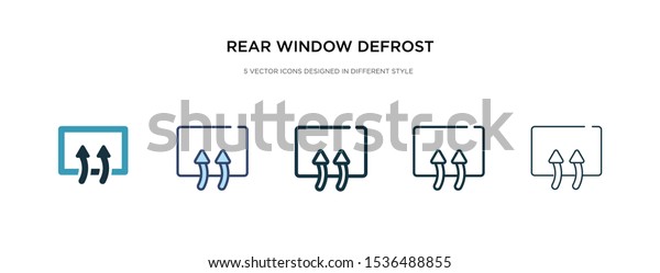 rear window defrost icon in different style vector\
illustration. two colored and black rear window defrost vector\
icons designed in filled, outline, line and stroke style can be\
used for web,