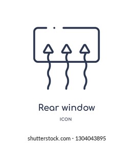 rear window defrost icon from user interface outline collection. Thin line rear window defrost icon isolated on white background.