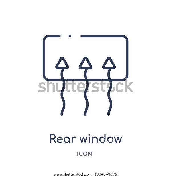 rear window defrost icon from user interface\
outline collection. Thin line rear window defrost icon isolated on\
white background.
