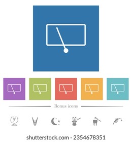 Rear window wiper flat white icons in square backgrounds. 6 bonus icons included.
