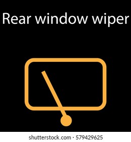 Rear window wiper icon, dtc code, error, vector illustration . Yellow pictogram of back windscreen cleaning system