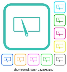 Rear window wiper vivid colored flat icons in curved borders on white background