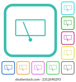 Rear window wiper vivid colored flat icons in curved borders on white background