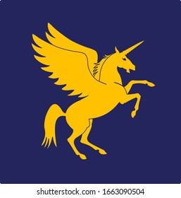 Reared fantastic unicorn with wings 