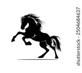 rearing horse black silhouette vector design isolated background