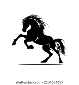 rearing horse black silhouette vector design isolated background