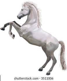 Rearing Horse.  A photorealistic illustration of a horse rearing up on its hind legs. Created with meshes.