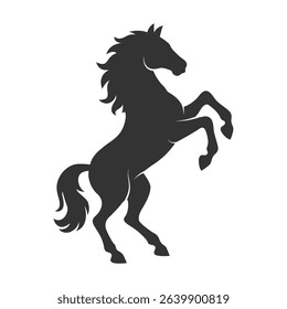 Rearing horse silhouette isolated on white. Vector illustration