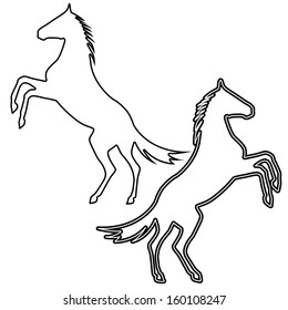 rearing up horse  vector silhouette