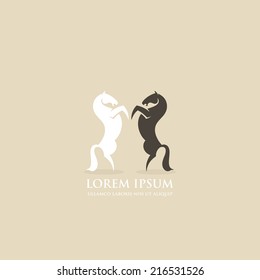 Rearing horses icon - vector illustration