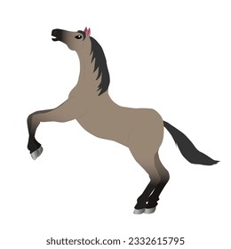 rearing up light brown purebred shorthaired mare