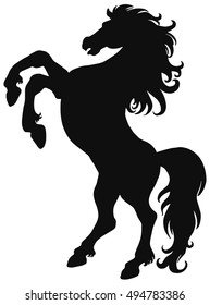 rearing up wild horse fine vector silhouette