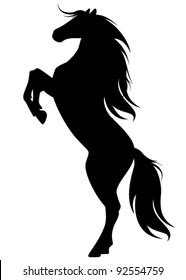 rearing up wild horse fine vector silhouette