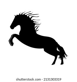 Rearing wild horse lovely vector silhouette. Vector design element for equestrian sport isolated on white background.