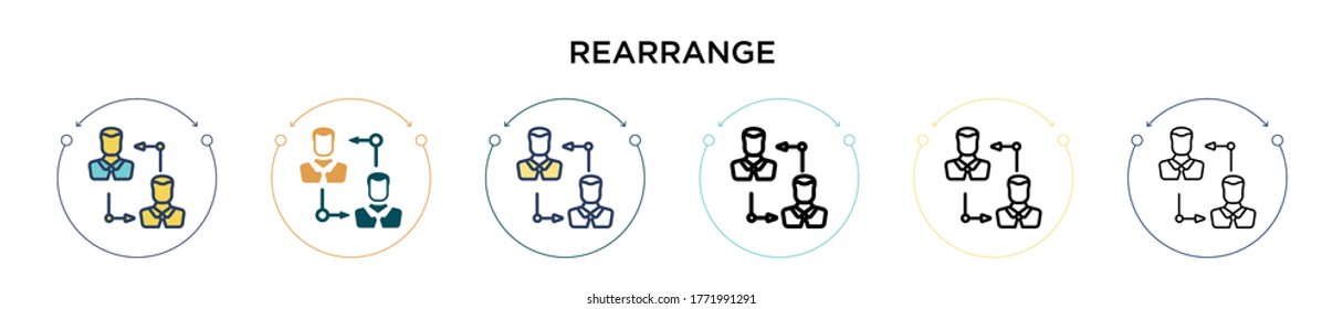 Rearrange icon in filled, thin line, outline and stroke style. Vector illustration of two colored and black rearrange vector icons designs can be used for mobile, ui, web