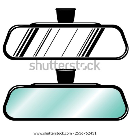Rearview mirror car vector illustration.	
Car rearview mirror driver glass inside.