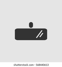 Rearview mirror icon flat. Black pictogram on grey background. Vector illustration symbol