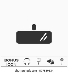 Rearview mirror icon flat. Black pictogram on white background. Vector illustration symbol and bonus button