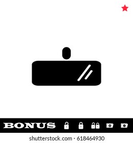 Rearview mirror icon flat. Black pictogram on white background. Vector illustration symbol and bonus button open and closed lock, folder, star