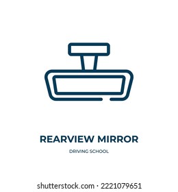 Rearview mirror icon. Linear vector illustration from driving school collection. Outline rearview mirror icon vector. Thin line symbol for use on web and mobile apps, logo, print media.