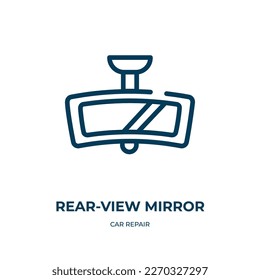 Rear-view mirror icon. Linear vector illustration from car repair collection. Outline rear-view mirror icon vector. Thin line symbol for use on web and mobile apps, logo, print media.