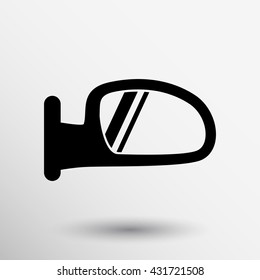 Rearview Mirror Icon Vector Traffic Vehicle Automobile Reflection Part Car On White Background