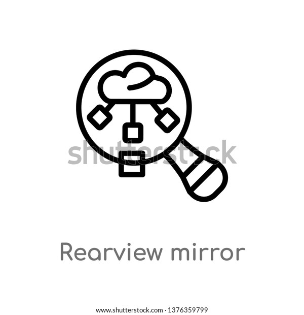 rearview mirror vector line icon. Simple element\
illustration. rearview mirror outline icon from big data concept.\
Can be used for web and\
mobile