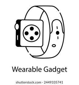Vista trasera de un gadget portátil, icono de estilo lineal
