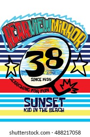 rearviewmirror sunset, t-shirt print vector [Converted]