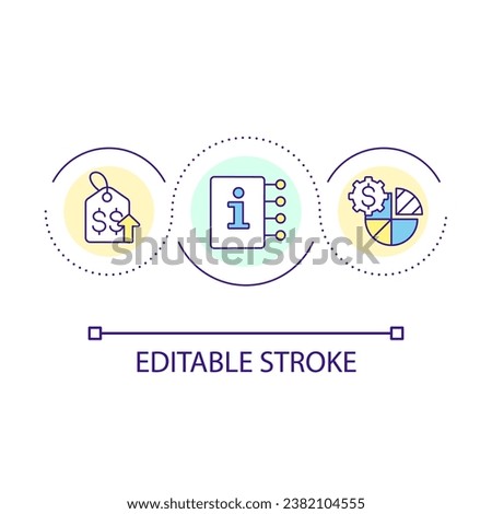Reasonable price growth loop concept icon. Financial analysis. Commercial information. Business abstract idea thin line illustration. Isolated outline drawing. Editable stroke. Arial font used