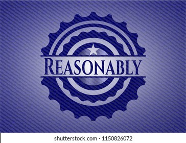 Reasonably emblem with denim high quality background