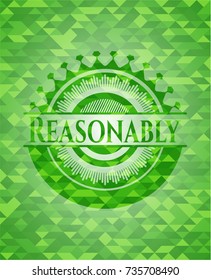 Reasonably green emblem with triangle mosaic background