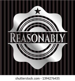 Reasonably silver emblem or badge. Vector Illustration. Mosaic.