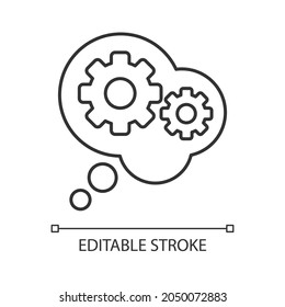 Reasoning linear icon. Draw conclusions. Deductive, inductive reasoning. Constructive explanation. Thin line customizable illustration. Contour symbol. Vector isolated outline drawing. Editable stroke