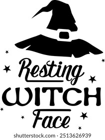 Reasting witch. Cartoon witch hat illustration vector.