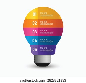 reative lightbulb solution infographic diagram with 5 options isolated vector template