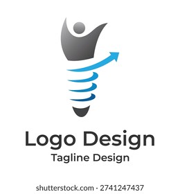 reative Logo Design Concept Featuring Stylized Human Figure with cheerful dental implant logo 