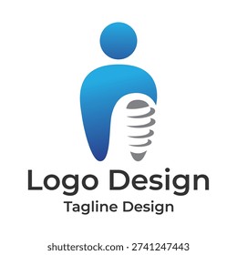 reative Logo Design Concept Featuring Stylized Human Figure with cheerful dental implant logo 